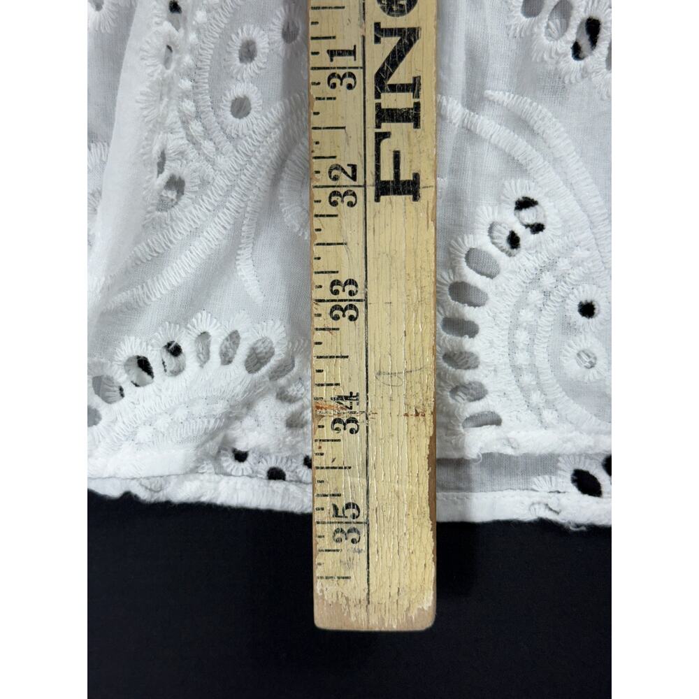 MALYNA White Lace Eyelet Tiered Flower V Neck Loose Short Dress Sz XL 10% cotton - Picture 13 of 14
